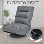 COSTWAY Chaise Relax Pivotant 360 Degrés Pliable et Réglable en 5 Positions,Chaise Rembourrée Confortable Idéale pour Lire, Regarder la Télévision ou