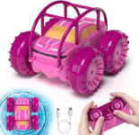 ifollower Voiture Télécommandée pour Fille–Type C Charge Direct MonsterTruck Amphibie, 4x4 Voitures Télécommandé Tout Terrain 360°Rotation avec LED Lumière pour Enfant 3-8 Ans