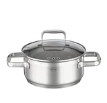 RÖSLE Cocotte CHARM - Récipient de Cuisson Universel en Inox 18/10 avec Couvercle en Verre et Graduation Intérieure - Compatible Induction, Passe au Lave-Vaisselle, 20 cm