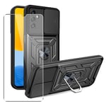 Case for Samsung Galaxy M13 Phone Cover + Glass Screen Protector Black