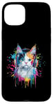 Coque pour iPhone 15 Plus Ragdoll Cat Lovers Art portant des écouteurs Motif chat ragdoll