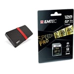 EMTEC - Pack Création : Disque SSD Portable X200 1 Tera + Cartes SD UHS-1-U3 128 GB