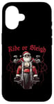 Coque pour iPhone 16 Ride or Sleigh Cool Biker Père Noël Vacances