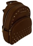 Michael Kors Brown Backpack Medium Leather Gold Stud Zip Around Womens Abbey