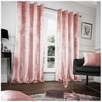 GC GAVENO CAVAILIA Crushed Velvet Curtains For Bedroom, Thermal Insulated Door Curtains, Eyelet Panels, Blush Pink, 90X90