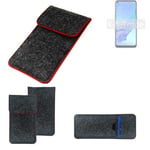 Felt Case for Oppo A33 dark gray red edges Cover bag Pouch