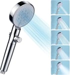 Pommeau de Douche à Haute Pression économie d'eau,Douchette Douche Salle de Bain Réglable à 6 Modes,Pommeau de Douche Anti Calcaire avec arret,Facile à Installer (Argent-A).[T42]