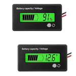 2 st DC 12v 24v 36v 48v 72v Batterimätare Batterikapacitet Spänningsindikator Blysyra Och Litium I-c [db] black