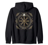 Classic Filigree Viking Rune Symbol Aegishjalmur (on back) Zip Hoodie