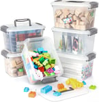 Citylife 6 Packs Plastic Storage Box with Lids Storage Boxs with Handle Clear x