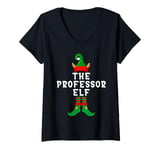 Womens The Professor Elf Funny Christmas Xmas Matching Family Group V-Neck T-Shirt