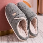 Pantoufles Chaudes Mignonnes Femmes Hommes Pantoufle intérieure Douce en Peluche Amoureux Chaussures sans Lacet Femme Maison Pantoufle-Gris_11