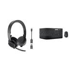 Logitech Zone 900 Over-Ear Wireless Bluetooth Headset with advanced noise-cancelling microphone, Grey & MK850 Multi-Device Wireless Keyboard and Mouse Combo