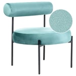 Fauteuil Design Vert en Velours sans Accoudoirs à Dossier en Tube Rembourré Alp