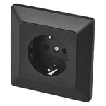 EMOS Schuko socket with increased touch protection and lateral earthing contact for flush-mounting, single socket including interior, 250 V~/16 A max, black, protection class IP20 for indoor use