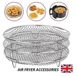 3 Tier Air Fryer Rack Baking Tray Basket Chip Pizza Pan For Ninja Accessories