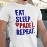 Padel sports t-shirt . Vit Eat Sleep Padel repeat sports tröja L