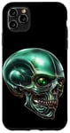 Coque pour iPhone 11 Pro Max Green Alien Skull Graphic For Men Aesthetic Skeleton Face