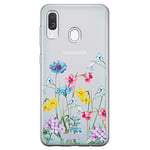 Babaco ERT GROUP mobile phone case for Samsung A40 original and officially Licensed pattern Flowers 040 optimally adapted to the shape of the mobile phone, partially transparent