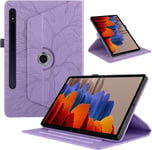 Coque Pour Tablette Samsung Galaxy Tab S9 Ultra/Tab S8 Ultra 14.6 Pouces 2023/2022 (Sm-X910/X916b/X900/X906) Etui Rotatif 360 Housse Pu Cuir Flip Support Protection Cover Case,Violette Arbre