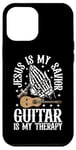 Coque pour iPhone 12 Pro Max Jesus Is My Savior Guitar Is My Therapy Foi Musique Amour