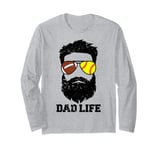 Football Softball Dad Messy Hair Beard Football Softball Dad Long Sleeve T-Shirt