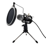 VARR Gaming Mikrofron m. Popfilter + Shock Basket + Tripod Stativ + Adapter