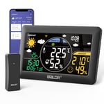 BALDR Station Météo Interieur Exterieur sans Fil Avec Capteur- Station Météo Connectée WIFI,Station Meteo sans Prévisions Météo/Thermomètre Intérieur et Extérieur/Hygromète/Baromètre/Horloge DCF