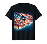 Marlin with ocean vawe American flag salty American style T-Shirt