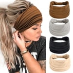 4-pack pannband för kvinnor breda hårband för flickor Elastiska löpar yoga huvudinpackningar