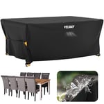 Velway Housse Salon de Jardin Imperméable - Housse Table de Jardin avec Boucles Coupe-Vent Protection pour Tous Les Temps pour Table et Chaise d'extérieur (Noir,242x162x100cm)