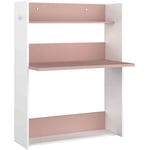 Bureau enfant à paroi en bois blanc et rose - BU9017