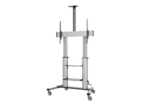 Eaton Tripp Lite Series Safe-It Heavy-Duty Rolling Tv Cart With Height-Adjusting Crank Handle For 60 To 100-Inch Displays - Vogn - For Flat Panel / Notebook / Av Equipment - Aluminium, Stål - Svart, Sølv - Skjermstørrelse: 60"-100"