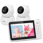 VTech VM924-2 Video Baby Monitor with 2 Cameras, Pan and Tilt, Baby Monitor with 5 inch LCD Screen, Up to 17 Hrs Battery Life, 1.33x Zoom, Night Vision, 300m Long Range, Soothing Sounds, 2-Way Talk