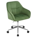 WOLTU Chaise Bureau, Chaise Coiffeuse, Fauteuil de Bureau Ergonomique, Chaise Pivotante, Siège Rembourré, Hauteur Réglable, Chaise Velours, Vert, BS145dgn