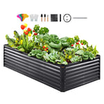 VEVOR Jardinière 240x120x60 cm Lit de Jardin Surélevé Métal Galvanisé Bac de Plantation avec Base Ouverte pour Cultiver Fleurs Végétaux Herbes Plantes Grasses Jardin Terrasse Patio Balcon Gris Foncé