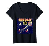 Womens Fireball XL5 Retro Sci-Fi Rocket V-Neck T-Shirt