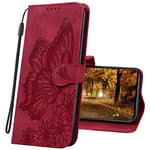 MRSTER Coque pour Samsung Galaxy Note 20 Ultra Rabat Étui, Samsung Note 20 Ultra Protection Housse en Cuir PU, Coques Portefeuille pour Samsung Galaxy Note 20 Ultra. CY2 Butterfly Red