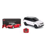 RASTAR La Ferrari Remote Control Car, 1:24 Ferrari RC Car for Kids, Red Toy Car & CMJ RC Cars TM Range Rover Sport Remote Control Car 1:24 scale with Working LED Lights, Radio Controlled Supercar