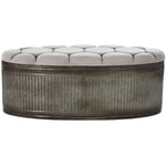 Banquette Coffre en métal coloris beige - Longueur 121 x Profondeur 44 x Hauteur 47,5 cm Pegane