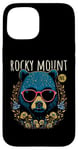 Coque pour iPhone 15 Rocky Mount NC Fun Ours portant des lunettes Motif fleurs