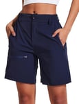 PINSPARK Short Cargo de randonnée pour Femme à séchage Rapide, Demi-Pantalon d'été, Golf, Voyage, Short Sportif de 20,3 cm/17,8 cm de Longueur avec Poches zippées