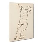 Study Of A Naked Woman Vol.2 By Egon Schiele Classic Painting Canvas Wall Art Print Ready to Hang, Framed Picture for Living Room Bedroom Home Office Décor, 20x14 Inch (50x35 cm)