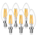 Lepro E14 LED Light Bulb, LED Candle Bulbs Small Screw, 4W 470lm, 40W Equivalent SES E14 Bulb Vintage, Warm White 2700K C35 LED Bulbs, 360° Beam Angle, Clear Filament, Non Dimmable, Pack of 6