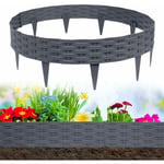 Bordure de pelouse aspect rotin 5 x 1 m Bordure de lit pliable Bordure de tonte en plastique Bordure de lit design en rotin Palissade de jardin pour