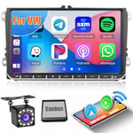 Hikity Android 13 Écran Carplay pour 9 Pouces Autoradio 2 Din pour VW Passat B6 B7 Golf 5 6 Jetta T5 Polo Touran Caddy Tiguan Seat avec Navigation GPS Bluetooth Android Auto WiFi Caméra de Recul