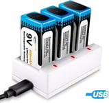 9V 800mAh Rechargeable Batteries and Charger, Keenstone PP3 Lithium-ion... 