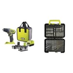 RYOBI - Perceuse-Visseuse Sans Fil 18V ONE+ - 2 Vitesses - Livrée avec 1 Batterie Lithium+ 2,0Ah & Coffret 60 accessoires de perçage et de vissage - RAK60DDF