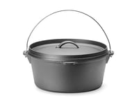 HENDI Casserole en fonte avec couvercle, convient pour cuisinière à gaz, cuisinière électrique, vitrocéramique, antiadhésive, épaisseur des parois : 4 mm, cocotte, marmite, cocotte, four néerlandais,