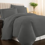 100% Cotton Dark Grey KingSize Duvet Cover Sets, 400 Thread Count Long Staple Cotton Quilt Covers King Size 230 x 220 cm, Sateen Duvet Cover King Size with Button Closure (Grey Bedding Sets) - Pizuna